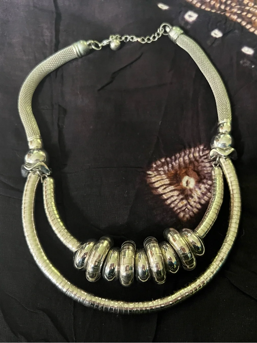 Vintage silver tone coil statement necklace